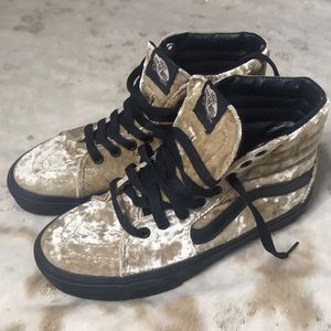 Vans high top crushed velvet shoes